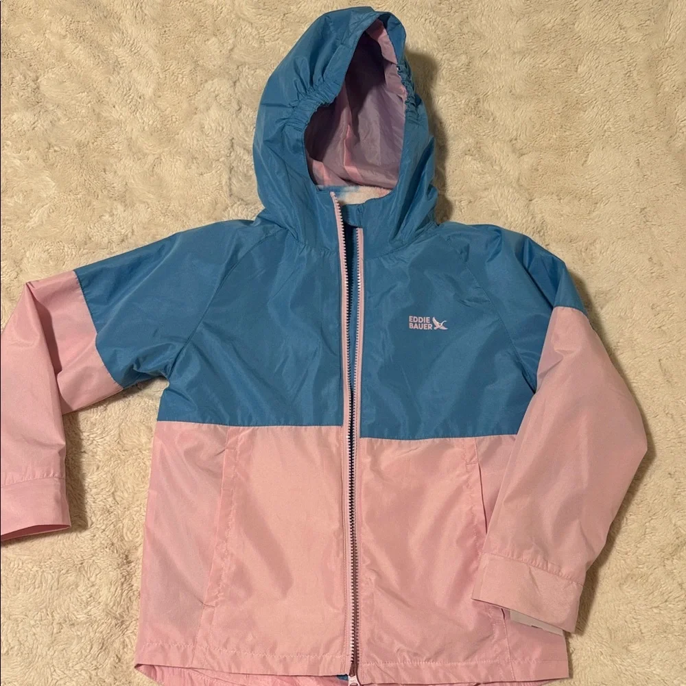 Eddie Bauer Kids Blue and Pink Raincoat. Size 7/8 - Picture 1 of 5